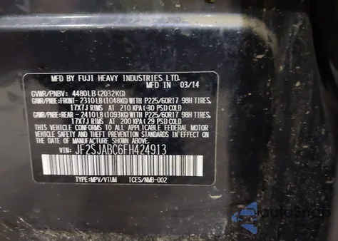 2015 Subaru Forester 2.5I из США, поврежденный, VIN JF2SJABC6FH424913